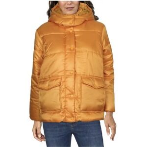 Urban Republic Collection Puffer Jacket Faux‎ Fur Hooded Gold Button Down